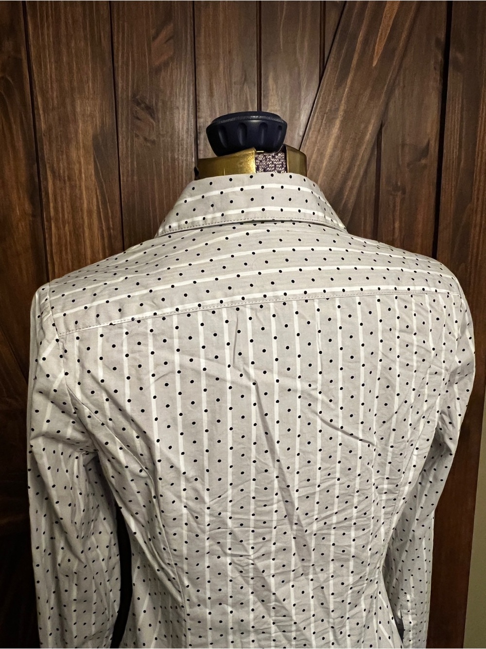 Express Black and White Striped & Polka Dot Blouse - Picture 4 of 9